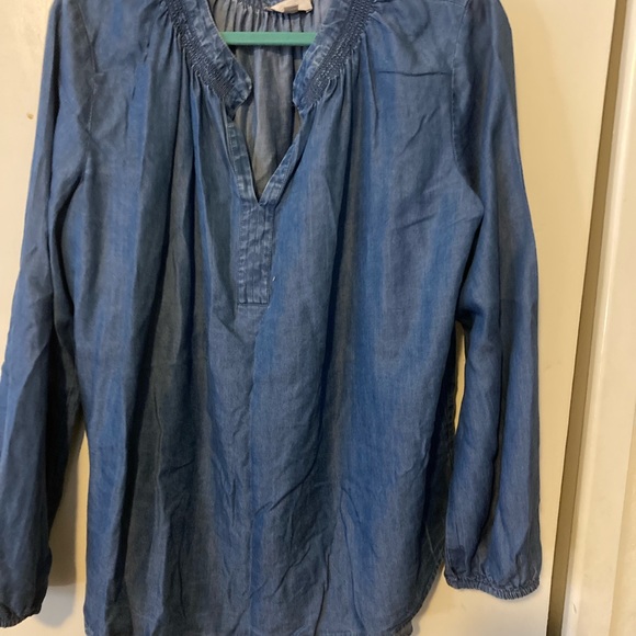 LOFT Tops - Long sleeve denim blouse
